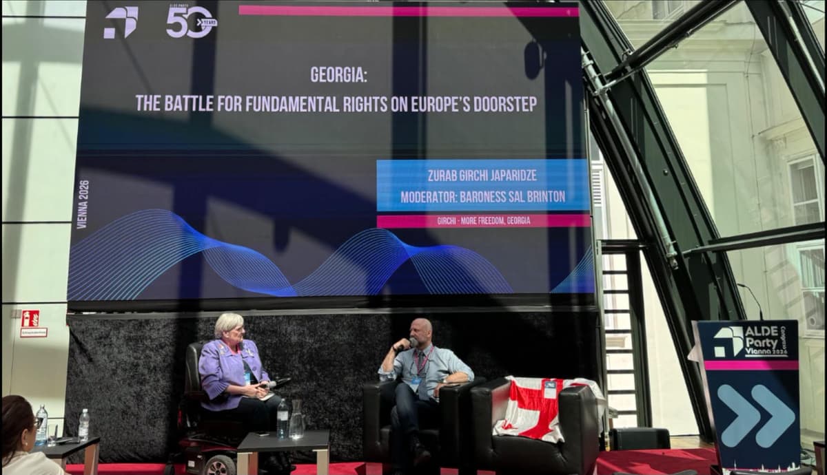 “Droa”: At the ALDE Congress, an empty chair with the Georgian flag stands in support of the political prisoner Elene Khoshtaria
