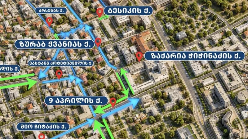 A temporary traffic scheme will come into effect on the streets surrounding Rustaveli Avenue starting September 1